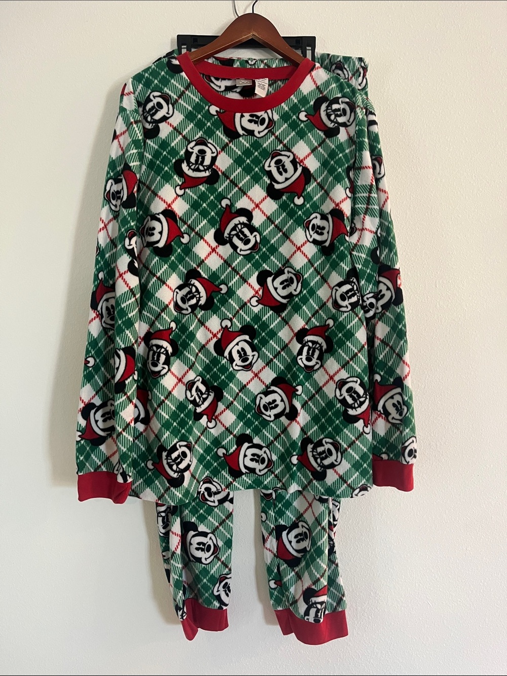 DISNEY Christmas Minnie & Mickey Mouse Fleece Pajamas
